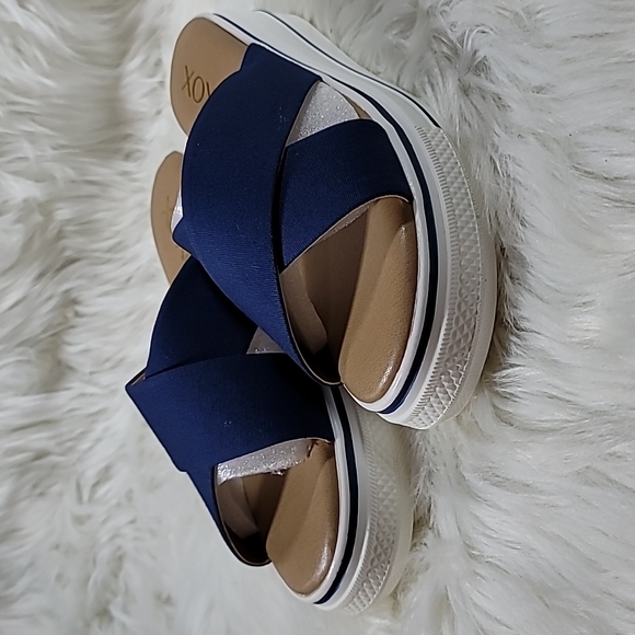 119) Xoxo Women's Oleen Slip on Sandals Navy Size 7.5M NWB